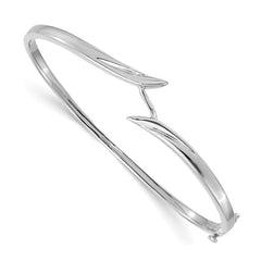 14k White Gold Hinged Oval Bangle Bracelet Mounting