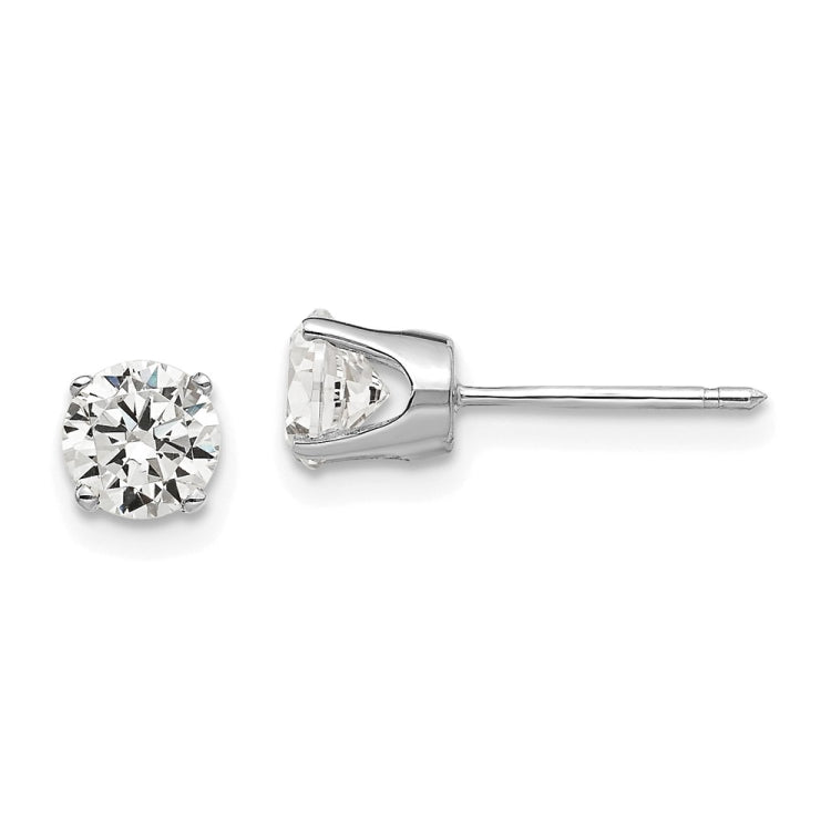 14k White Gold 5mm Round CZ Stud Earrings