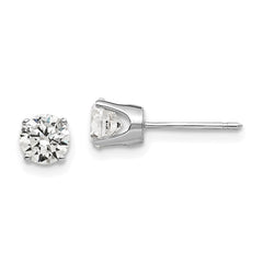 14k White Gold 5mm Round CZ Stud Earrings