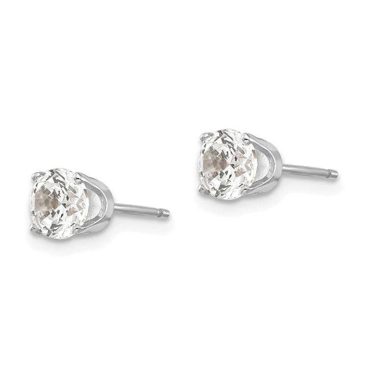 14k White Gold 5mm Round CZ Stud Earrings