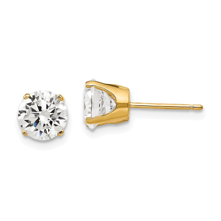 14k 6.5mm Round CZ Stud Earrings