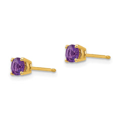 14k 4mm Round Amethyst Post Earrings