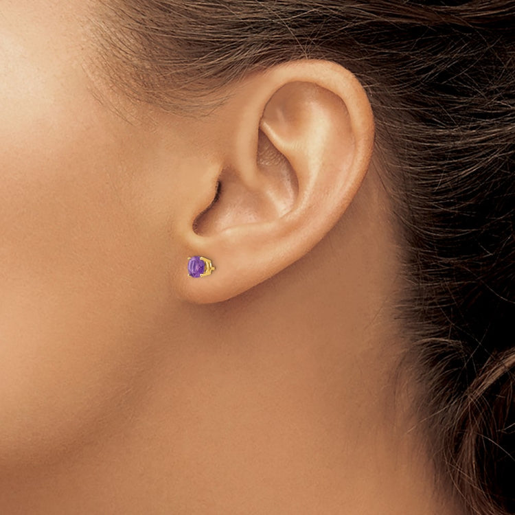 14k 5mm Round Amethyst Post Earrings