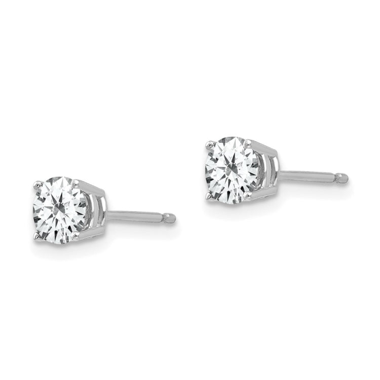 14k White Gold 5mm Round Cubic Zirconia Post Earrings