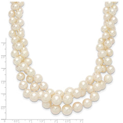 14k 5-9mm White Semi-Round Freshwater Cultured Pearl Multi-strand 19 inch Necklace