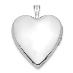 14K White Gold Diamond Star 20mm Heart Locket