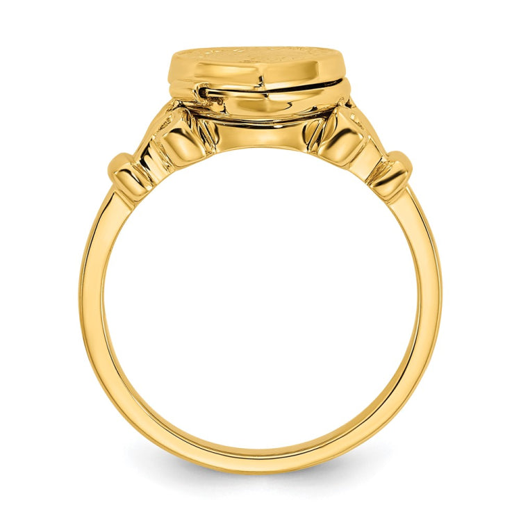 14k (8x8mm Photos) 10mm Heart Locket Size 7 Ring