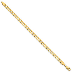 14K 8 inch 5.25mm Open Concave Curb with Lobster Clasp Bracelet