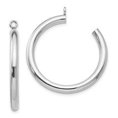 14k White Gold Polished 3x30mm Tube Hoop Earring Jackets