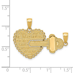 14K Polished 2-Piece Break-Apart HE WHO HOLDS THE KEY CAN UNLOCK MY HEART Charm