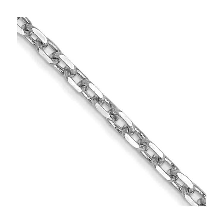 14K White Gold 18 inch 1.8mm Diamond-cut Round Open Link Cable with Lobster Clasp Chain