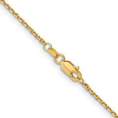 14K 18 inch 1.4mm Diamond-cut Round Open Link Cable with Lobster Clasp Chain