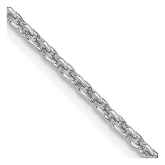14K White Gold 18 inch 2mm Round Open Link Cable with Lobster Clasp Chain