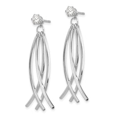 14k White Gold Curved Dangle Jackets with 4mm CZ Stud Earrings