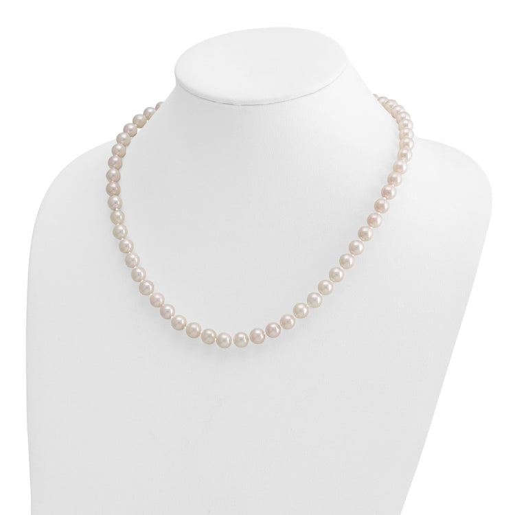 14k 7-8mm White Round Akoya Saltwater Cultured Pearl 20 inch Necklace