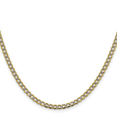 14K 24 inch 3.4mm Semi-Solid with Rhodium Pav� Curb with Lobster Clasp Chain