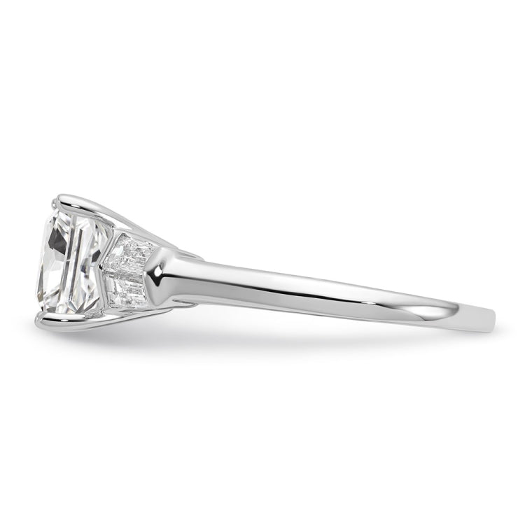 14k White Gold 2 carat Certified Lab Grown Diamond VS+ F+ Princess Complete Three Stone Engagement Ring