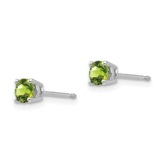 14k White Gold 4mm Round Peridot Post Earrings