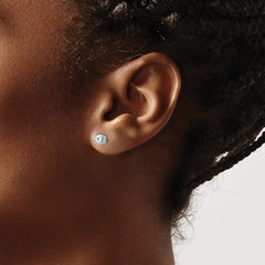 14k White Gold 4mm Round Cubic Zirconia Post Earrings