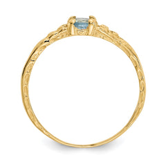14k Madi K 3mm Aquamarine Birthstone Baby Ring