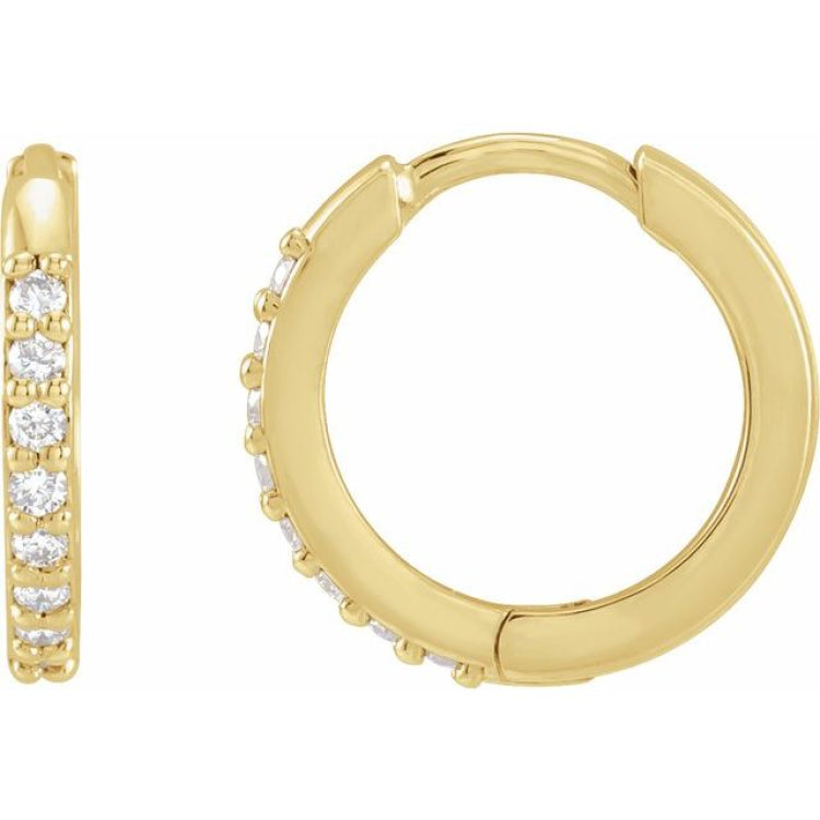 14K White Gold 1/6 CTW Lab-Grown Diamond Hinged 10 mm Hoop Earrings