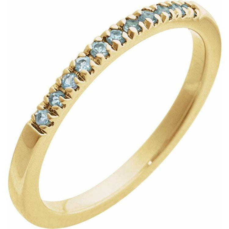 10K Yellow Gold Natural Aquamarine Stackable Ring