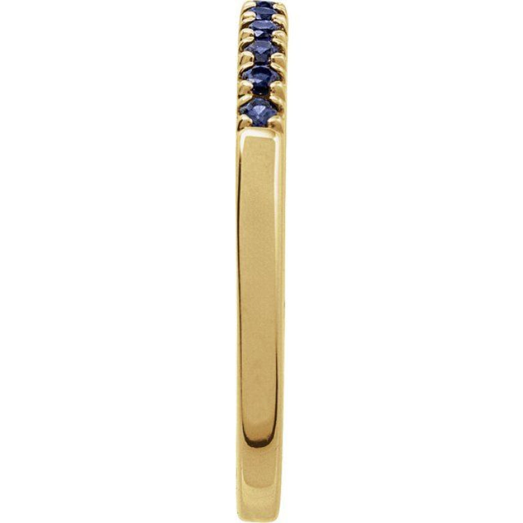 10K Yellow Gold Lab-Grown Blue Sapphire Stackable Ring