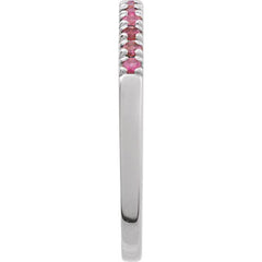 10K White Gold Natural Pink Tourmaline Stackable Ring