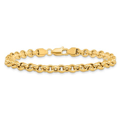 14k Polished Fancy 5mm Rolo Link 7.5 inch Bracelet