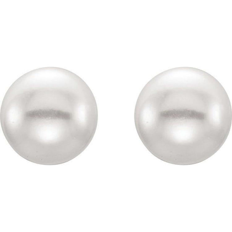 Sterling Silver 6-7 mm Cultured White Freshwater Button Pearl Earrings
