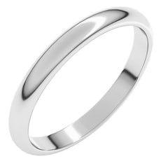 10K White Gold 2.5 mm Half Round Band Size 8