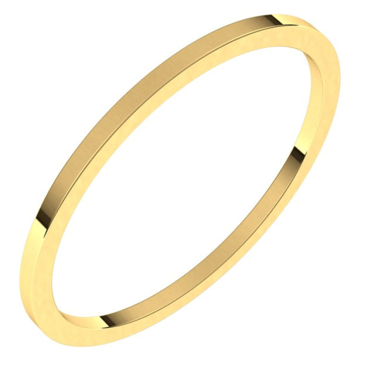 14K Yellow Gold 1 mm Flat Band Size 9