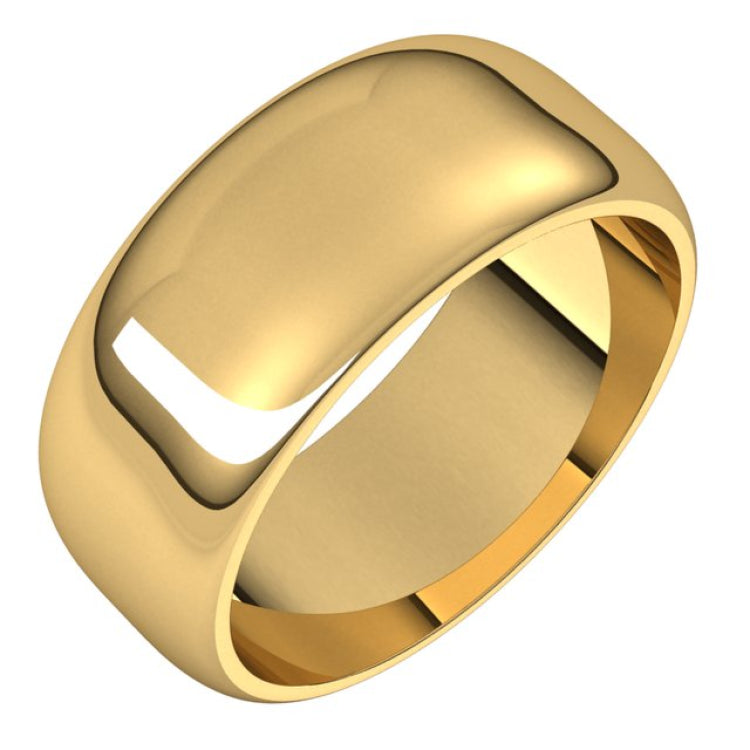 14K Yellow Gold 8 mm Half Round Band Size 6