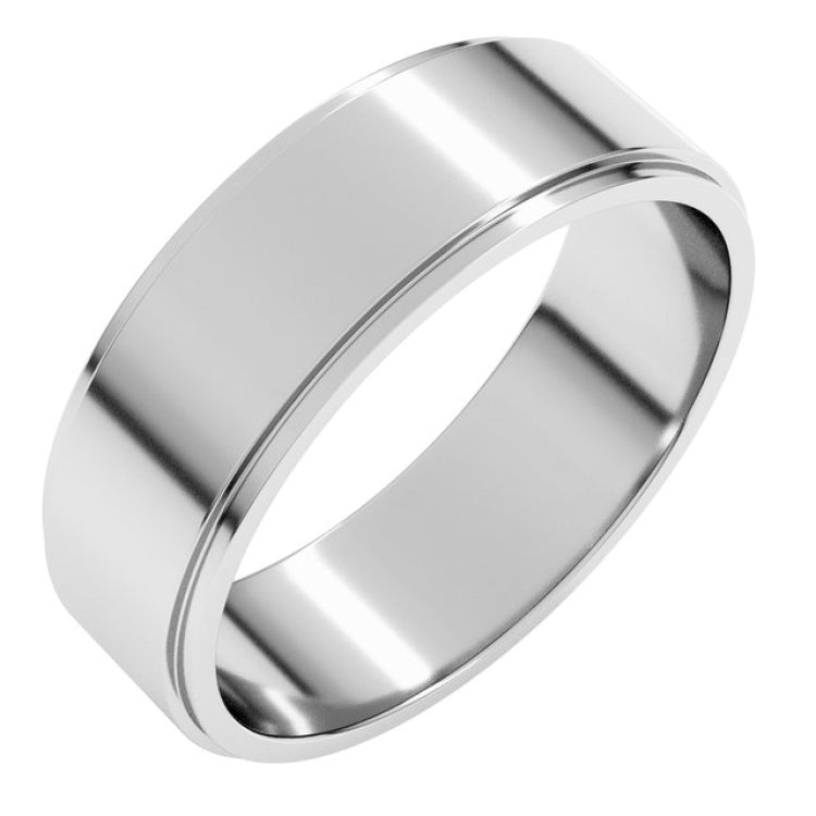 Platinum 6 mm Stepped-Edge Flat Band Size 11