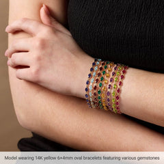 14K Yellow Gold Lab-Grown Emerald 7 1/4" Bracelet
