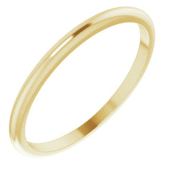 14K Yellow Gold 1.5 mm Half Round Band Size 8