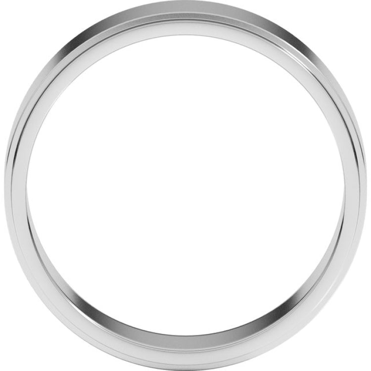 Sterling Silver 6 mm Stepped-Edge Flat Band Size 8.5