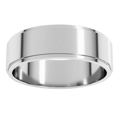 Sterling Silver 6 mm Stepped-Edge Flat Band Size 8.5