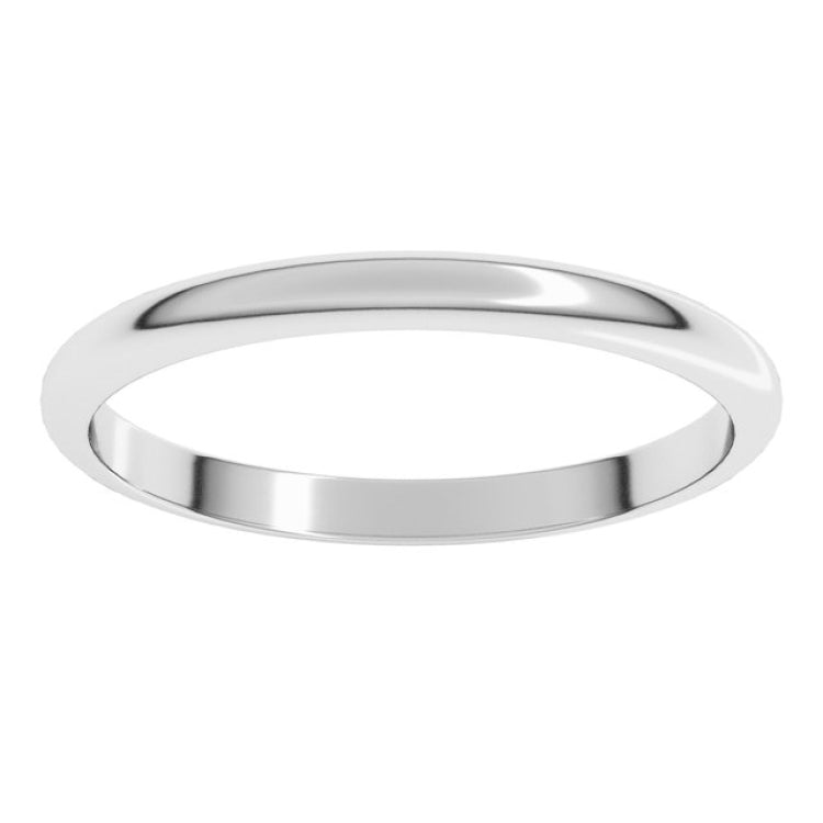 14K White Gold 2 mm Half Round Band Size 4