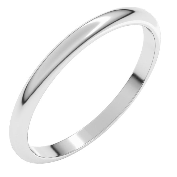 Platinum 2 mm Half Round Band Size 10