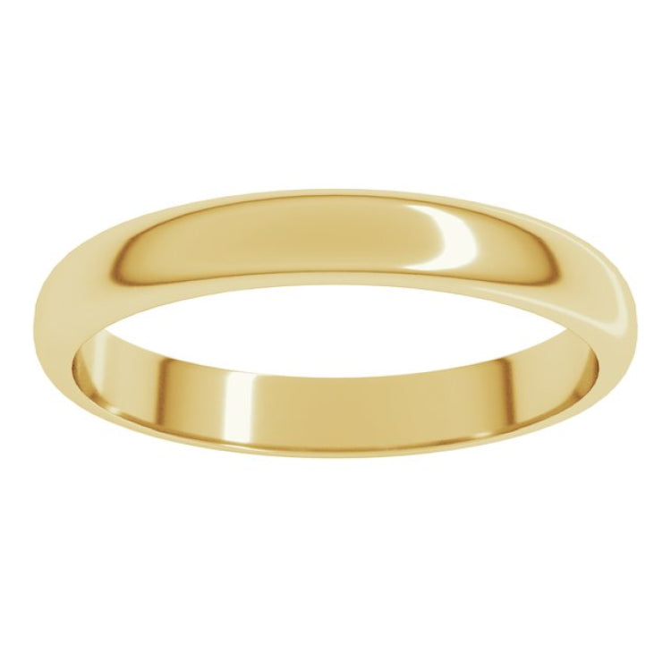 10K Yellow Gold 3 mm Half Round Band Size 10