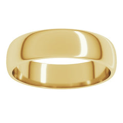 14K Yellow Gold 5 mm Lightweight Half Round Band Size 12