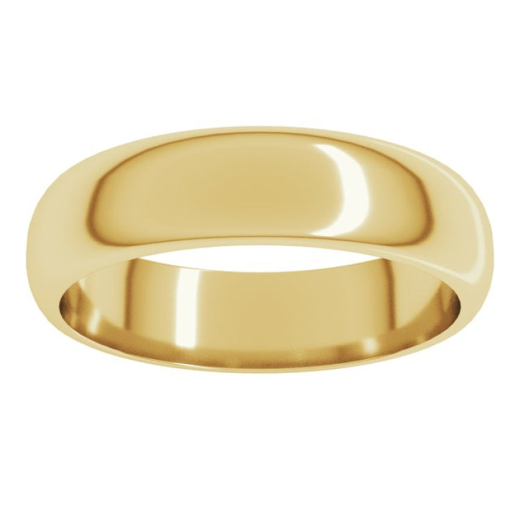 18K Yellow Gold 5 mm Half Round Band Size 7