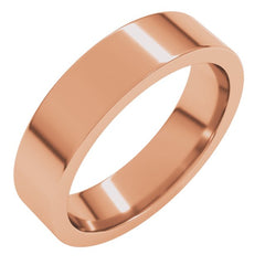14K Rose Gold 5 mm Comfort-Fit Flat Band Size 6.5