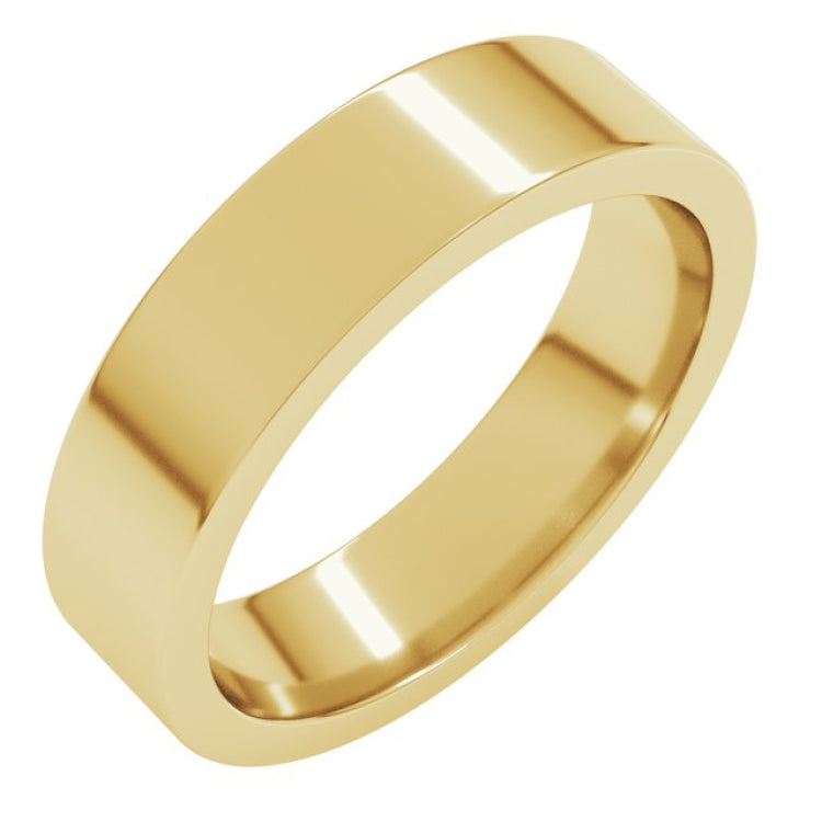 14K Yellow Gold 5 mm Comfort-Fit Flat Band Size 8