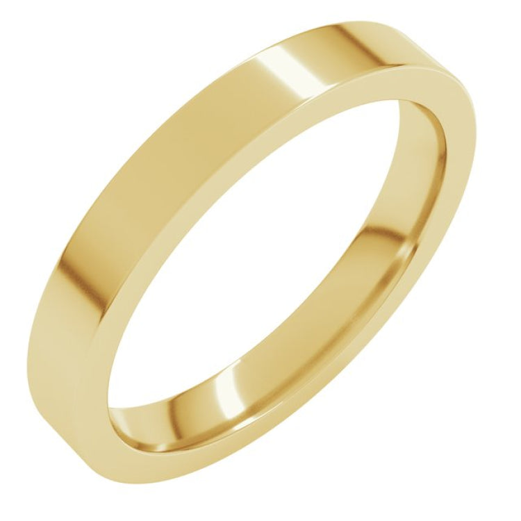 14K Yellow Gold 3 mm Comfort-Fit Flat Band Size 6.5