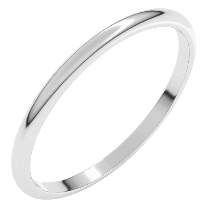 14K White Gold 1.5 mm Lightweight Half Round Band Size 10