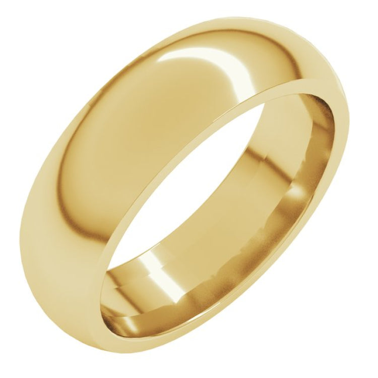 18K Yellow Gold 6 mm Comfort-Fit Half Round Band Size 11