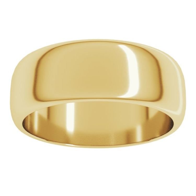 10K Yellow Gold 7 mm Half Round Band Size 16.5