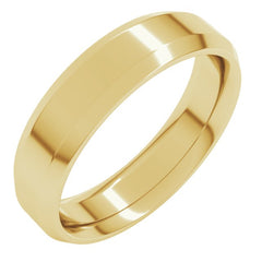 14K Yellow Gold 5 mm Beveled-Edge Comfort-Fit Flat Band Size 8